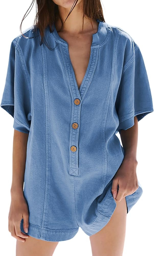 Rompers for Women 2024 Casual Summer Oversized Tee Rompers Shorts Jumpsuits | Amazon (US)