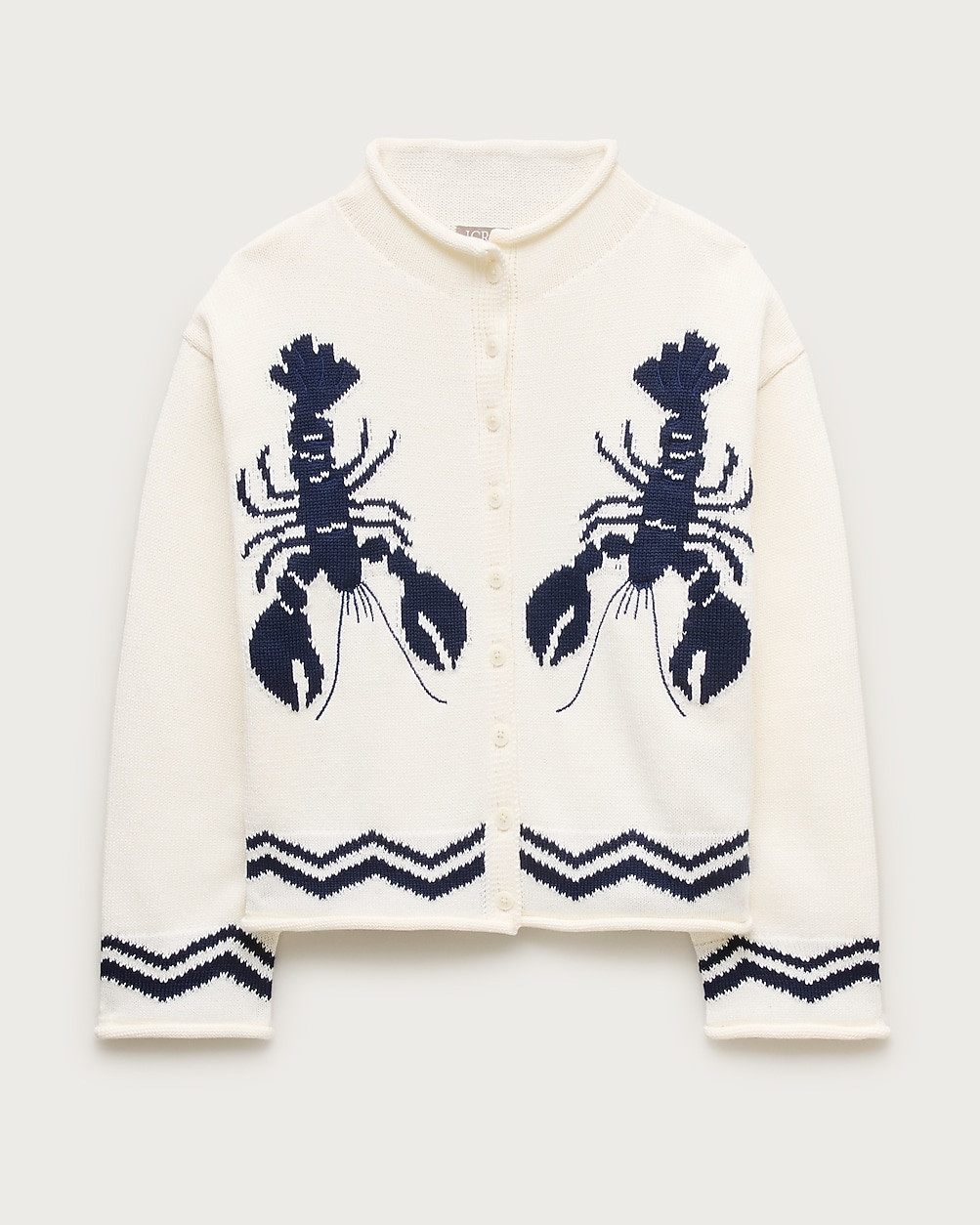 2025 Rollneck\u2122 cardigan with lobster intarsia | J. Crew US