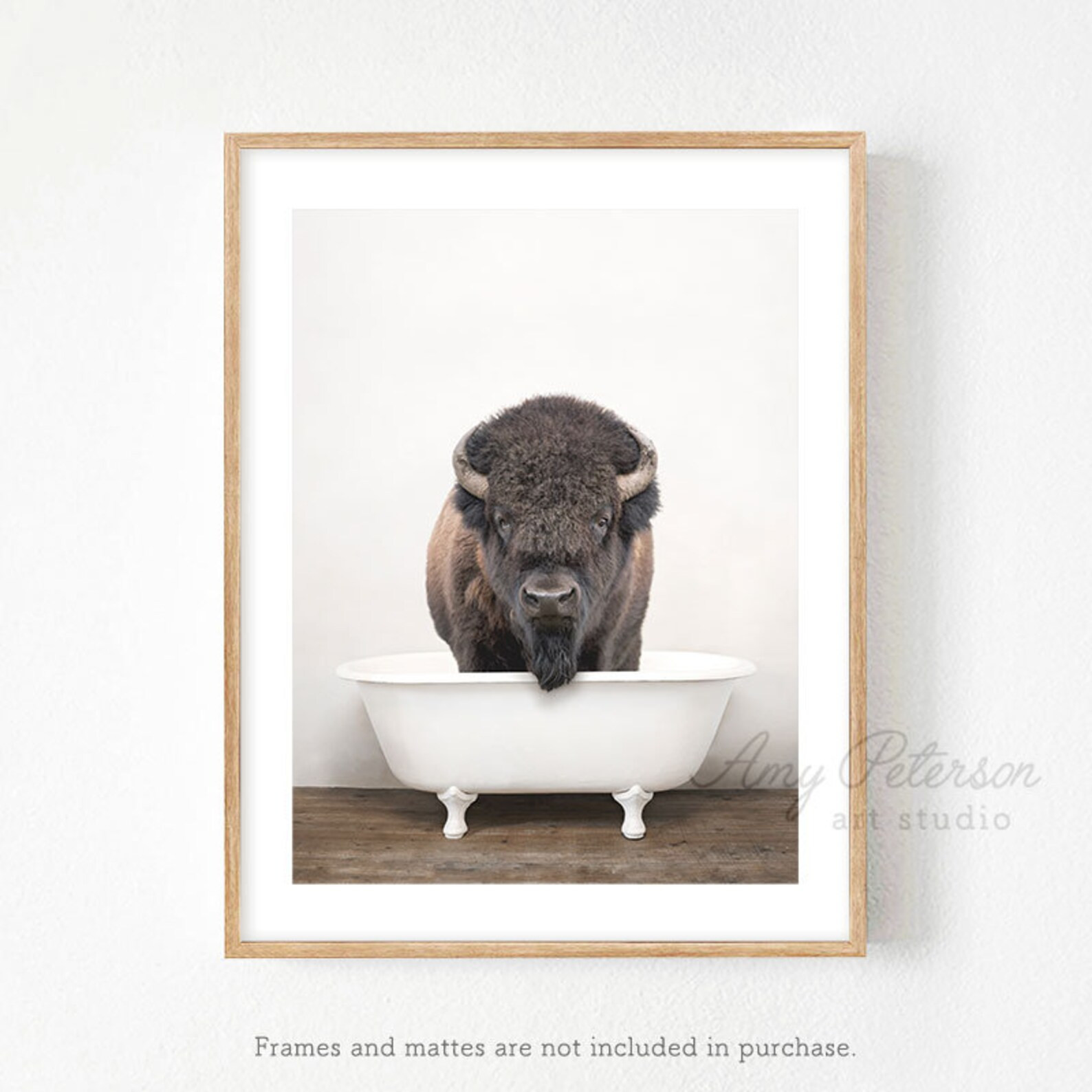 Bison Bathtub Buffalo Taking a Bath Bison Bathing Whimsy | Etsy | Etsy (US)