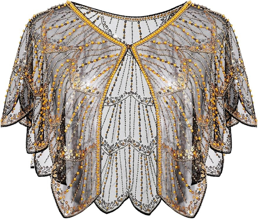 BABEYOND Shawl Wraps for Women 1920s Sequin Beaded Evening Cape Cover Up | One Size Fits Up to 2X... | Amazon (US)