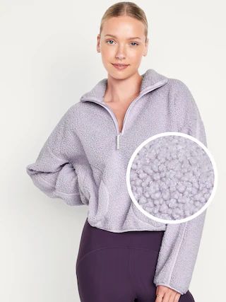 Cropped Sherpa 1/4-Zip Pullover for Women | Old Navy (US)