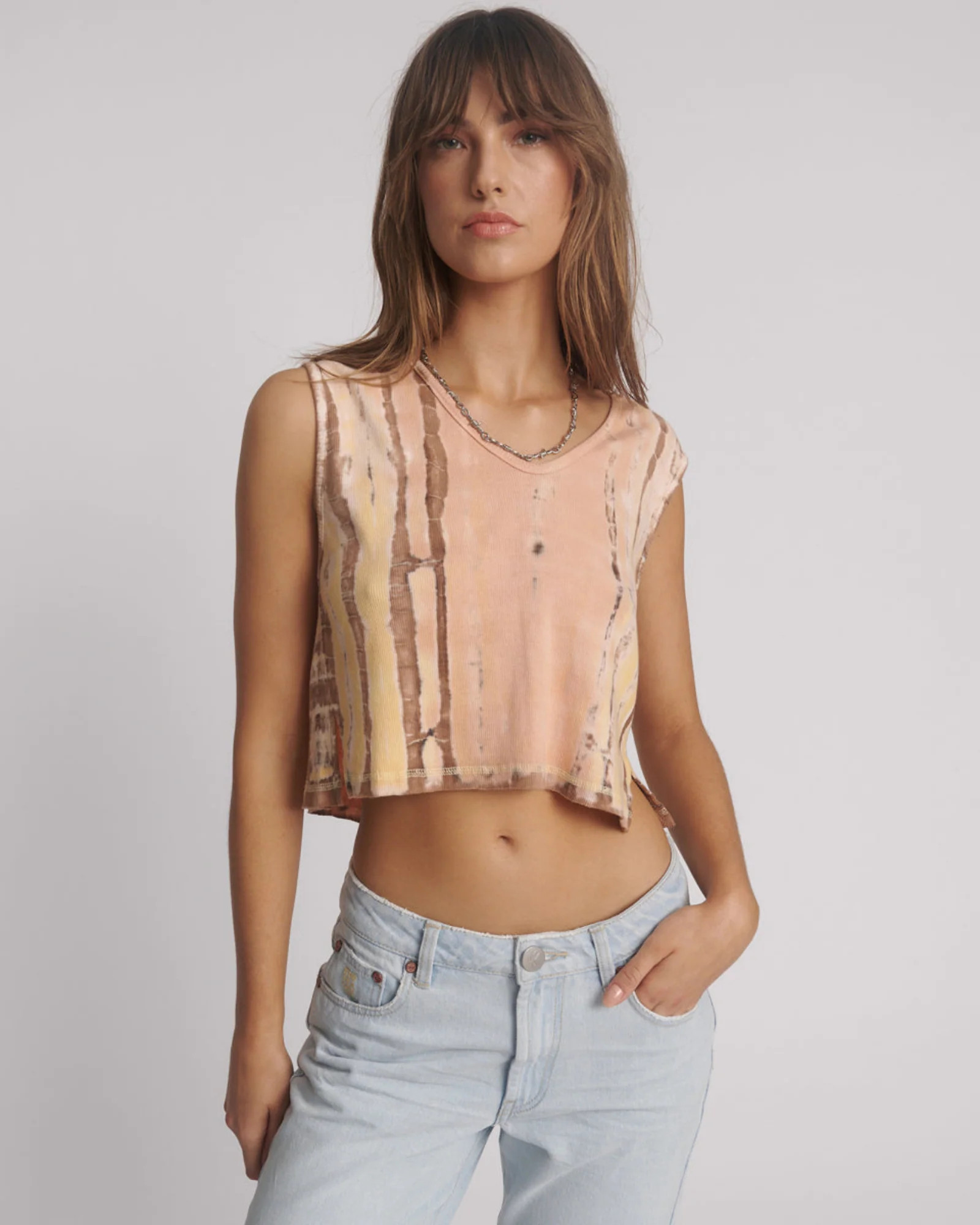 Gloria Tropical V-Front Rib Tank Top - Yellow | One Teaspoon | OneTeaspoon