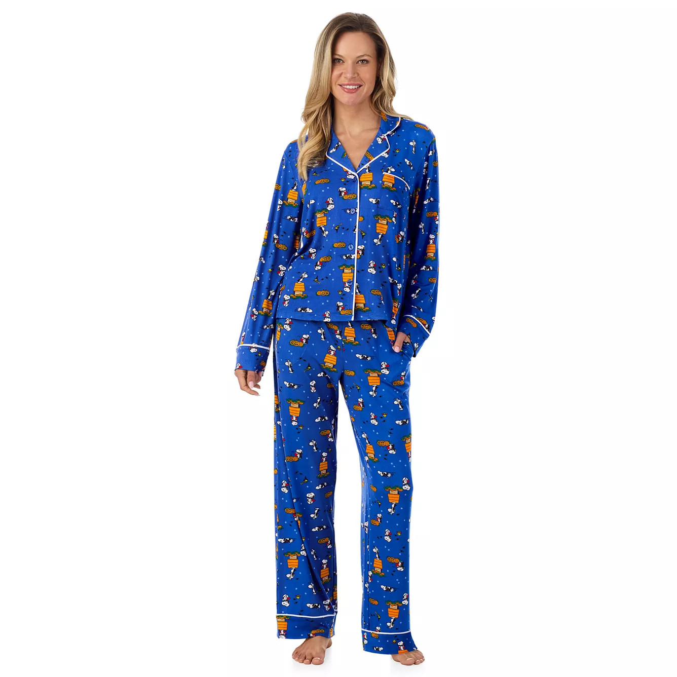 Women's Beauty Sleep Social Peanuts Halloween 2-Piece Pajama Top & Pajama Bottoms Set | Kohl's