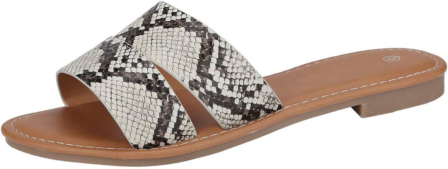 Slide Flat Sandal with Woven Single Over The Toe Strap | Amazon (US)