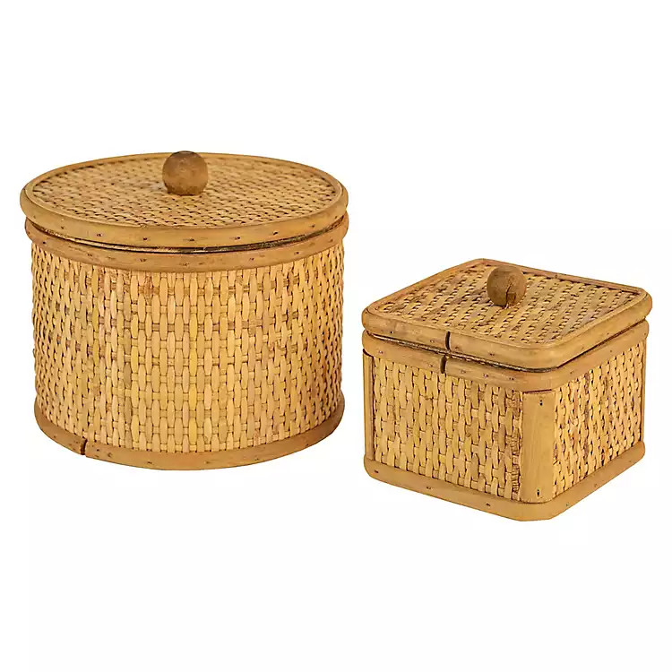 Natural Antique Woven 2-pc. Box Set | Kirkland's Home