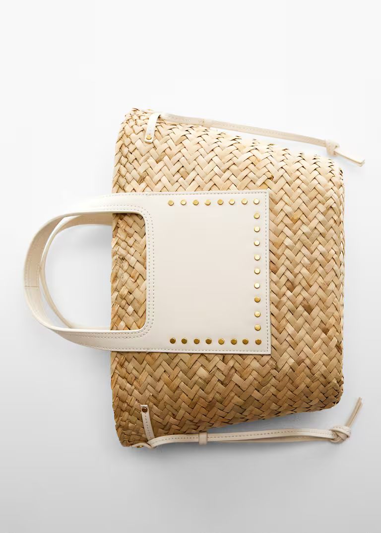Basket bag with studs detail -  Women | Mango United Kingdom | MANGO (UK)