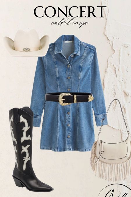 Denim dress western country concert outfit inspo 

#LTKSeasonal #LTKfindsunder100 #LTKstyletip