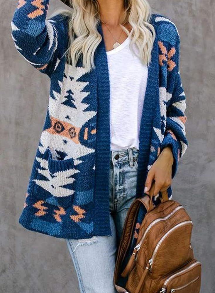 GOSOPIN Women Open Front Pocket Cardigan Sweater Long Sleeve Knit Coat | Amazon (US)