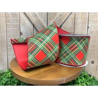 10 Yds, 4 Inch, Red & Green Plaid Ribbon, With Gold Accent, Quality Premium Wired Christmas Ribbon | Etsy (US)