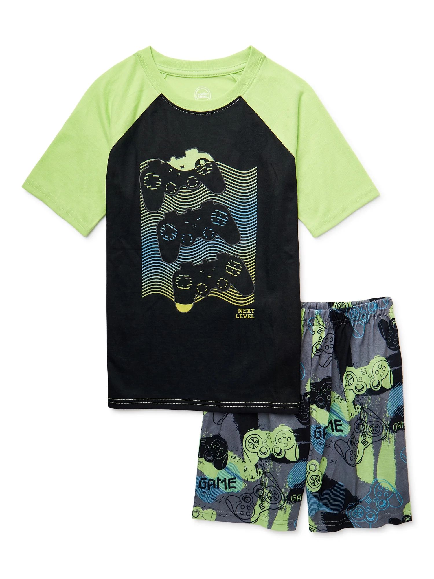 Wonder Nation Boys Gamer Short Sleeve and Shorts 2-Piece Sleep Set, Sizes 4-16 Husky | Walmart (US)