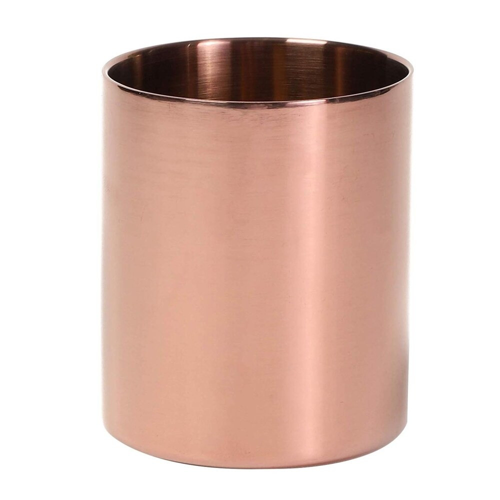 Metal Pencil Pen Holder Round Makeup Brush Cup for Home Office 3.2"x4" Rose Gold (Gold - Metal) | Bed Bath & Beyond