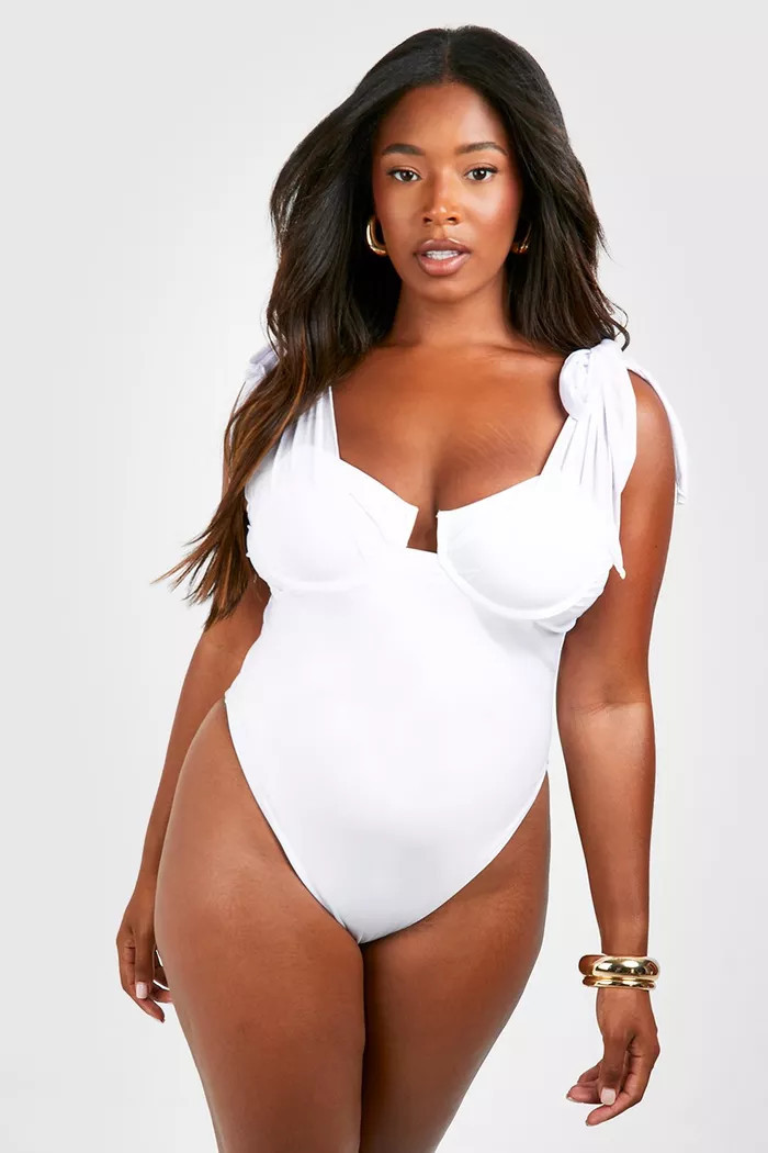Plus Tie Shoulder Underwired Swimsuit | boohoo (US & Canada)