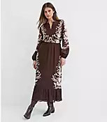 Floral Garland Flounce Maxi Pocket Dress | LOFT