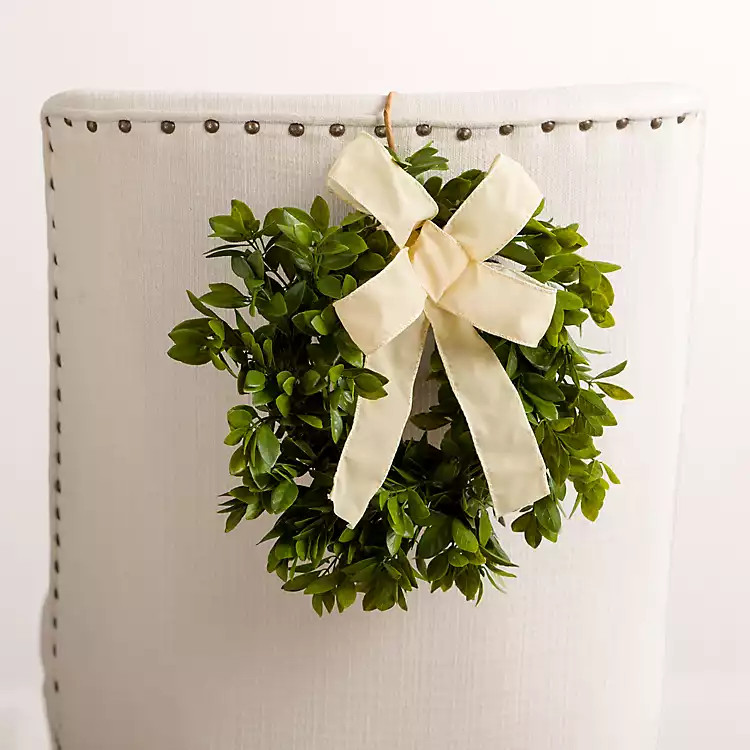 Mini American Boxwood Wreath with Bow | Kirklands Home | Kirklands