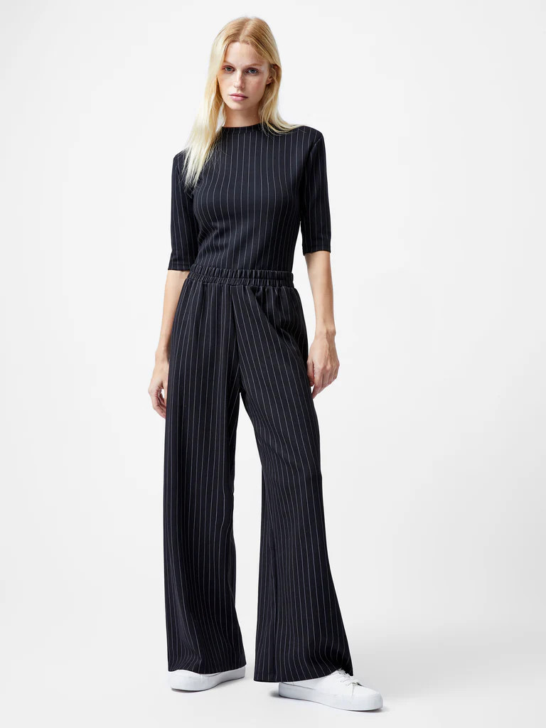 Regina Jersey Pinstripe Wide Leg Trousers | French Connection (UK)