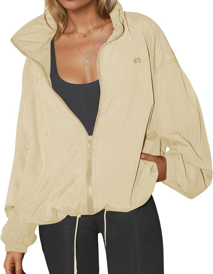 Womens Waterproof Rain Jackets Lightweight Zip Up Raincoat Outdoor Hiking Hooded Windbreaker with... | Amazon (US)