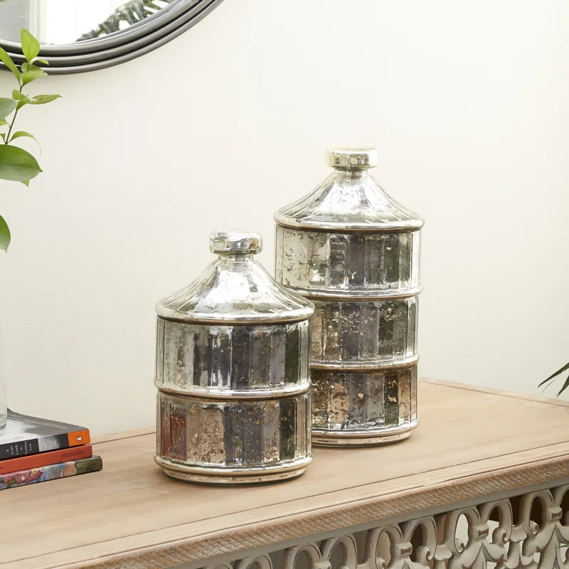 Glass Stackable Gray Decorative Jars Set | Wayfair North America