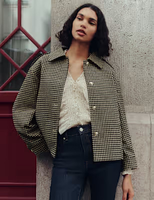 Checked Collared Short Jacket | Marks & Spencer (UK)