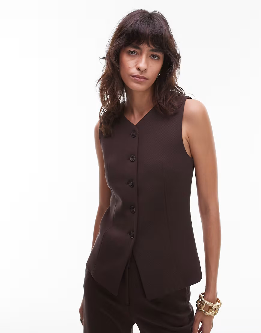& Other Stories mix and match tailored waistcoat in brown | ASOS (Global)