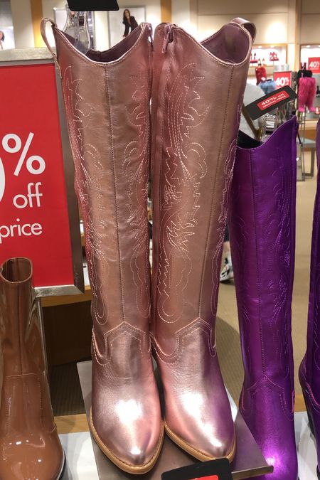 Metallic boots, cowgirl boots, rose gold boots 

#LTKSale #LTKSeasonal #LTKfit
