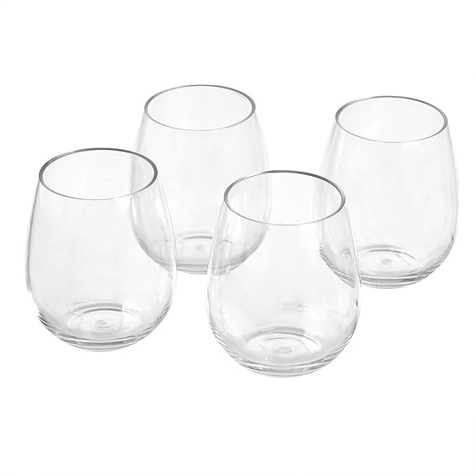 Amazon Basics Tritan Stemless Wine Glasses - 17.6-Ounce, Set of 4 | Amazon (US)