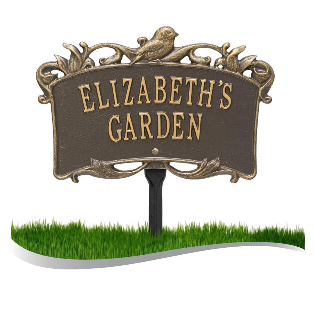 Personalized Cast Metal Yard Plaque - Song Bird Garden Lawn Sign. 4 Colors Available - Etsy | Etsy (US)