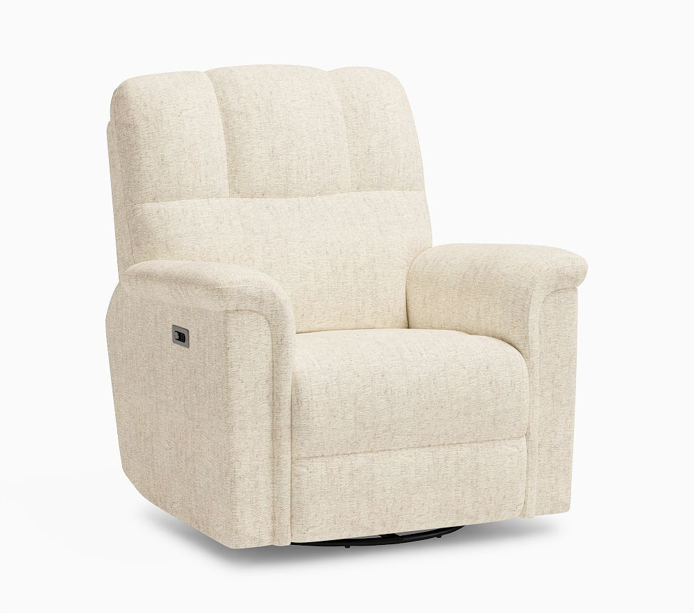 Lullaby Power Recliner Performance Heathered Chenille Ecru/Oat | Pottery Barn Kids