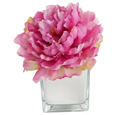 Artificial Silk Peonies Rose Floral Arrangements in Decorative Vase Flower Color: Light Fuchsia | Wayfair North America