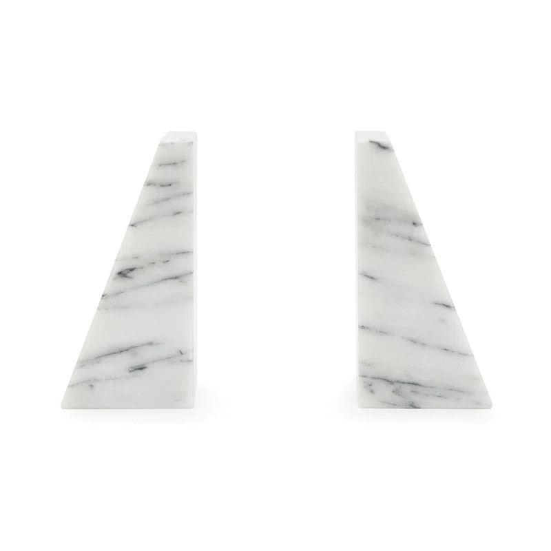 Triangular 100% Natural Polished Marble Bookends (Set of 2) | Wayfair North America