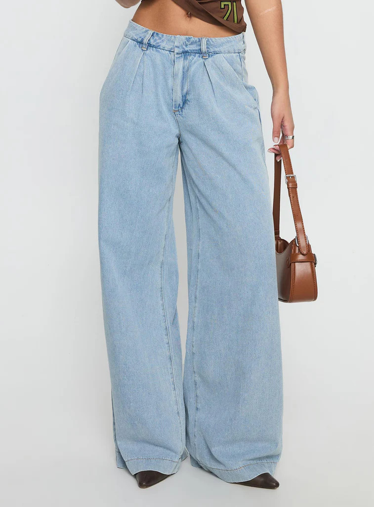 Siloh Wide Leg Denim Jeans Blue | Princess Polly US