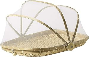SKEMIX 13 inch Covered Rectangular Bamboo Serving Food Tent Basket | Amazon (US)