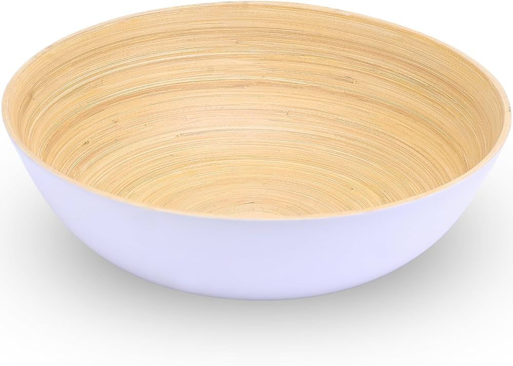CLAYNIX Bamboo Salad Bowl, Large Serving Bowl or Chip Bowl for Party Snacks, Lightweight Popcorn ... | Amazon (US)