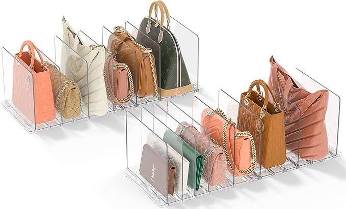 GoMaihe Bag & Purse Organizer for Closet: 4 Sets Adjustable Clear Handbag Storage Shelf - Plastic... | Amazon (US)