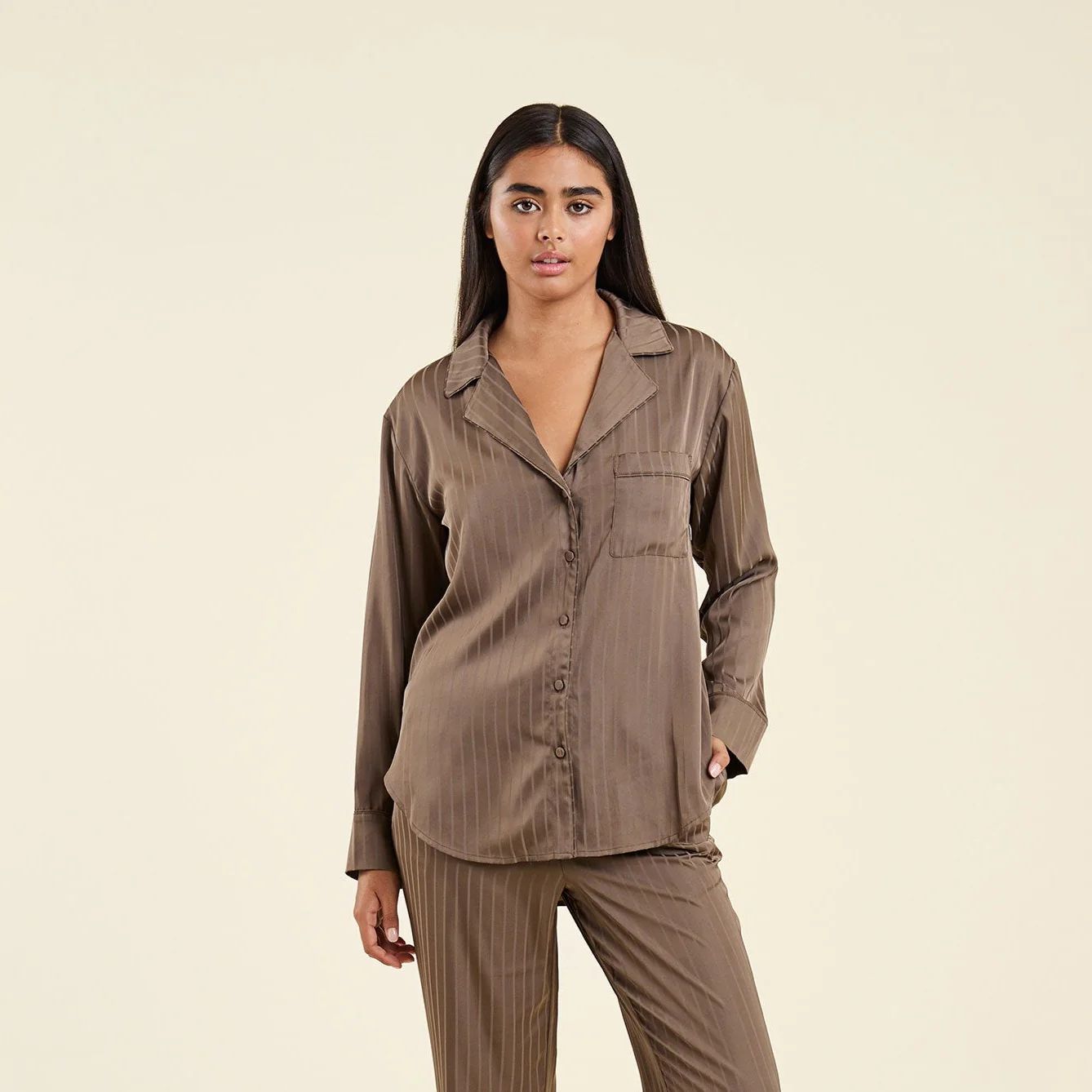 Satin Pajama Set | Mocha | Nuuds US