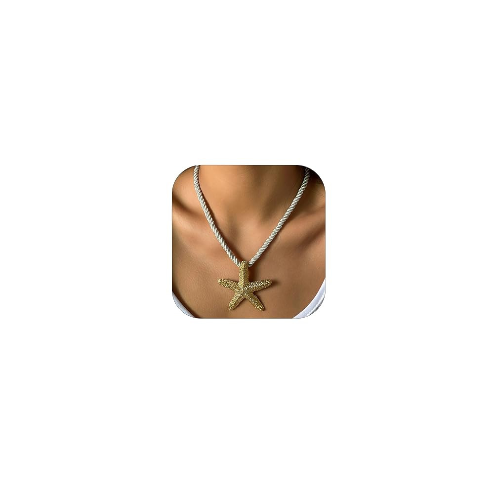 Dcfywl731 Starfish Necklace for Women Gold Shell Pendant Necklaces Seashell Charm Necklace Boho P... | Amazon (US)