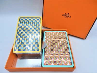 HERMES 2 Deck of Playing Cards Trump Game Authentic H Geometry Pattern Set Box | eBay US
