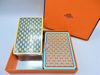 HERMES 2 Deck of Playing Cards Trump Game Authentic H Geometry Pattern Set Box | eBay US