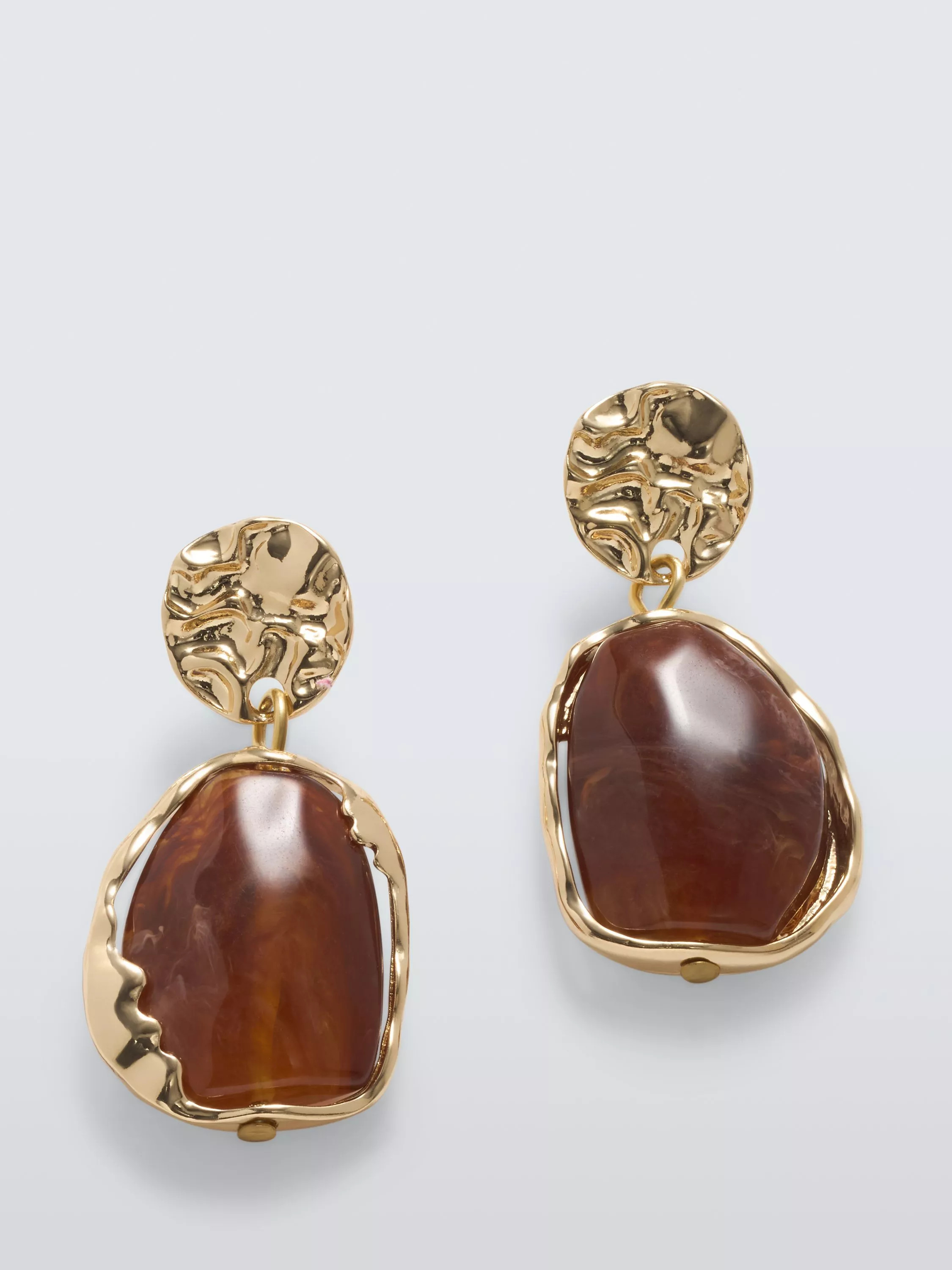 John Lewis Molten Encased Drop Earrings, Gold/Brown | John Lewis (UK)