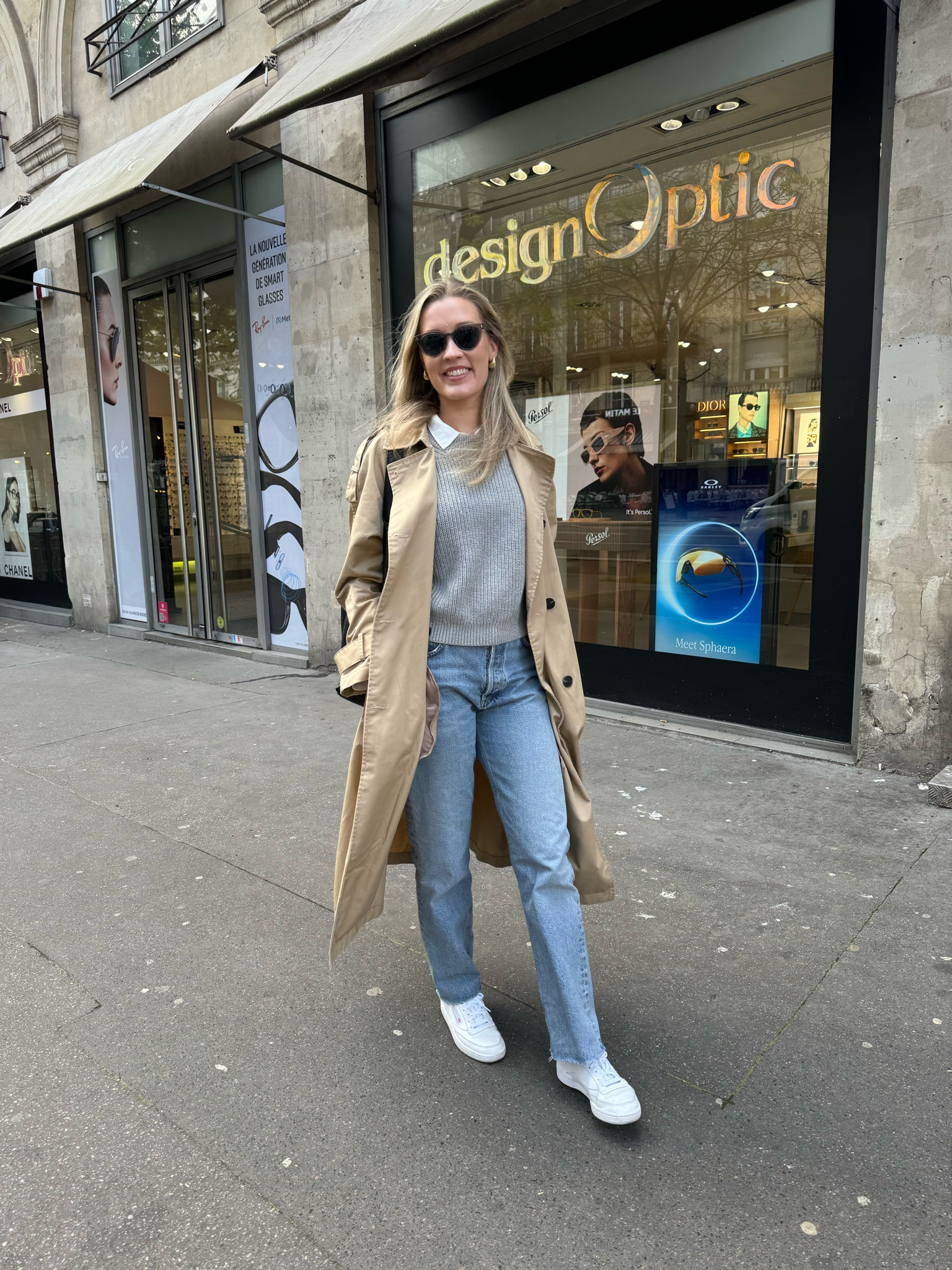 Spring in Paris outfit 

Trench coat, white sneakers, blue jeans, sweater vestt

#LTKSeasonal #LTKtravel