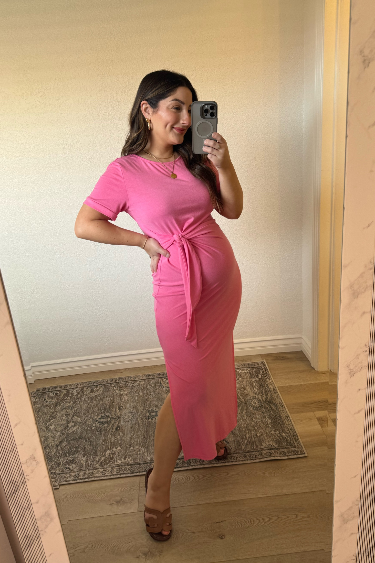 Summer dress with a cute tie detail! I’m in a size small (pre-pregnancy) and while 23 weeks pregnant!

Petite friendly + bump friendly

#LTKbump #LTKfindsunder50 #LTKstyletip
