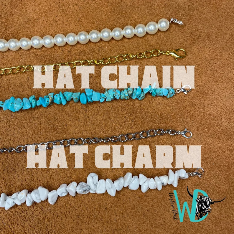 Trucker Hat Charm, Hat Accessory, Hat Chain, Hat Necklace western, Turquoise, White Buffalo, Silv... | Etsy (US)