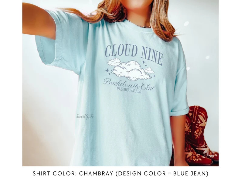 Custom Bachelorette Shirts, Luxury Bach Merch, Bride on Cloud Nine Bachelorette Tshirts, Match Ma... | Etsy (US)