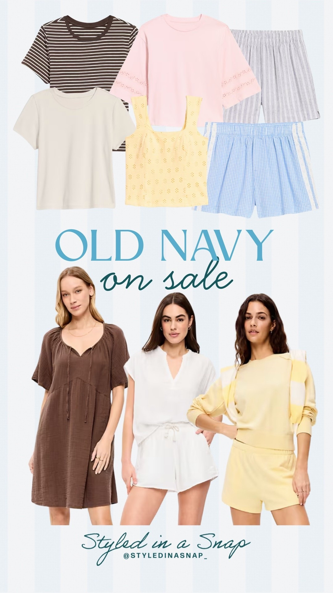 Old Navy has the cutest, most affordable pieces and these are all on sale! I love the butter yellow tree and linen sets are my favorite. These basic tees are super flattering, come in a ton of colors and these pull on shorts are a must!

#LTKSaleAlert #LTKOver40 #LTKSeasonal