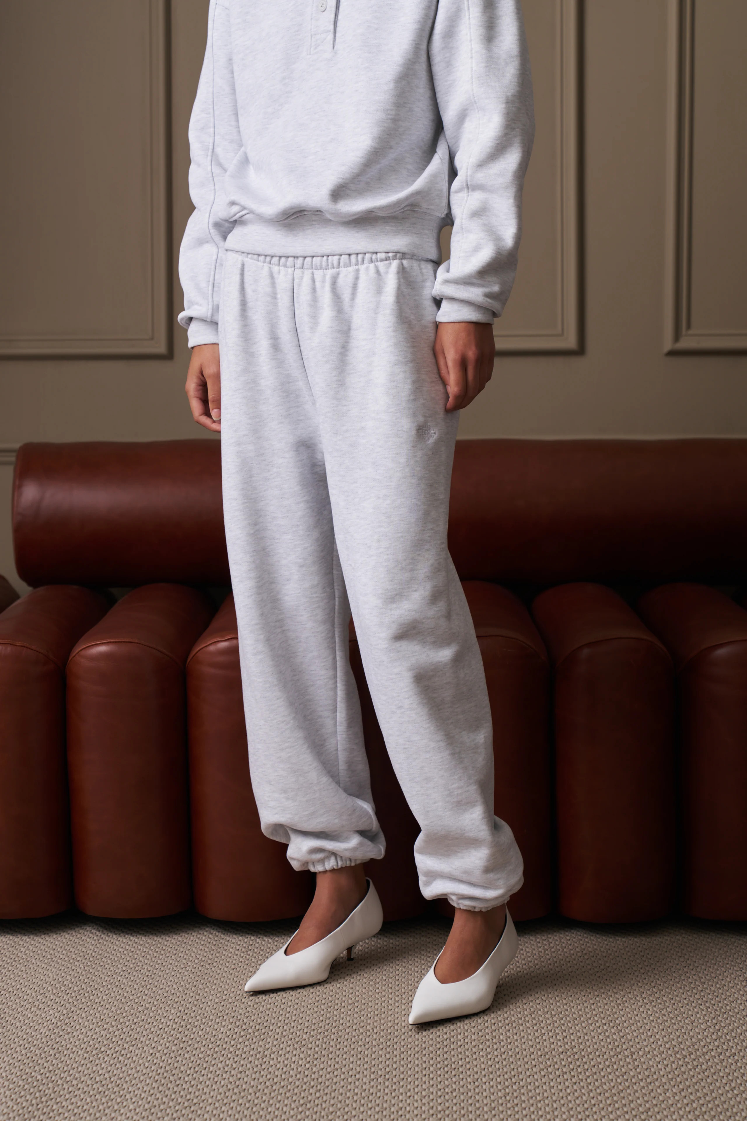 RELAXED CUFFED JOGGERS - GREY MARL | The Couture Club