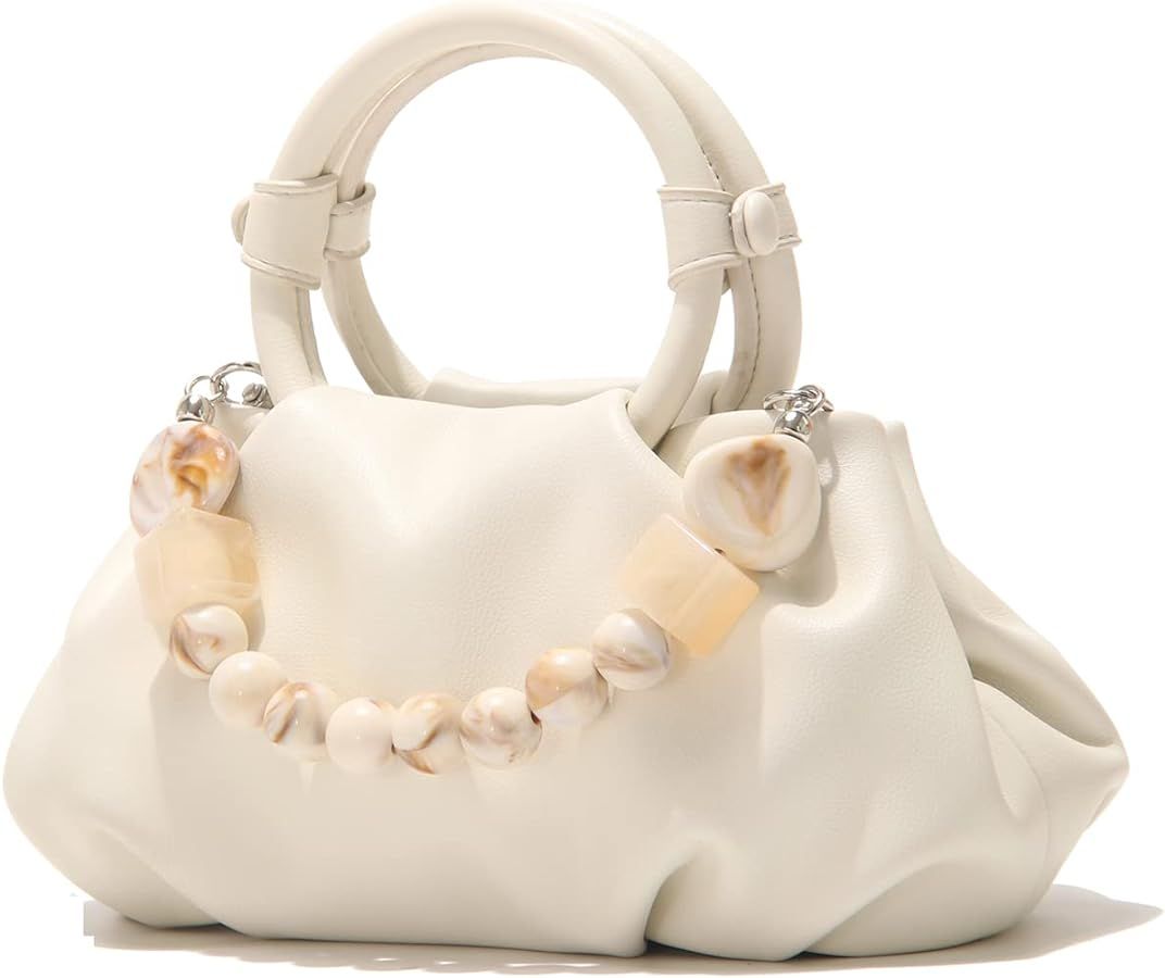 Cloud Clutch Purses for Women Soft Leather Dumpling Bag Beaded Slouchy Pouch Bag Small Handbag Cr... | Amazon (US)