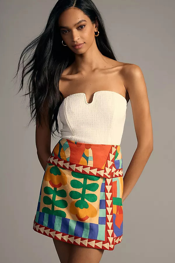 Farm Rio Embroidered Wrap Mini Skirt By Farm Rio in Assorted Size XL | Anthropologie (US)