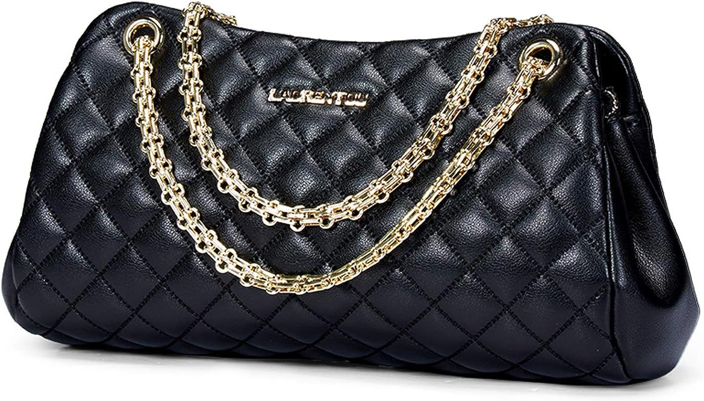 LAORENTOU Quilted Handbags for Women Cowhide Leather Shoulder Bags for Women Pillow-shape Purses ... | Amazon (US)