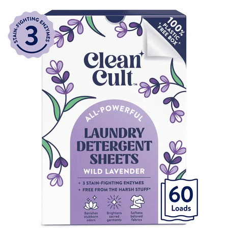 Cleancult Laundry Detergent Sheets Wild Lavender Scent 60 Count | Walmart (US)