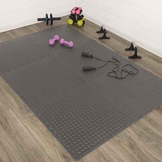 Silk Road Concepts Exercise Mat with EVA Foam Interlocking Tiles, 2' x 2', Black | Amazon (US)