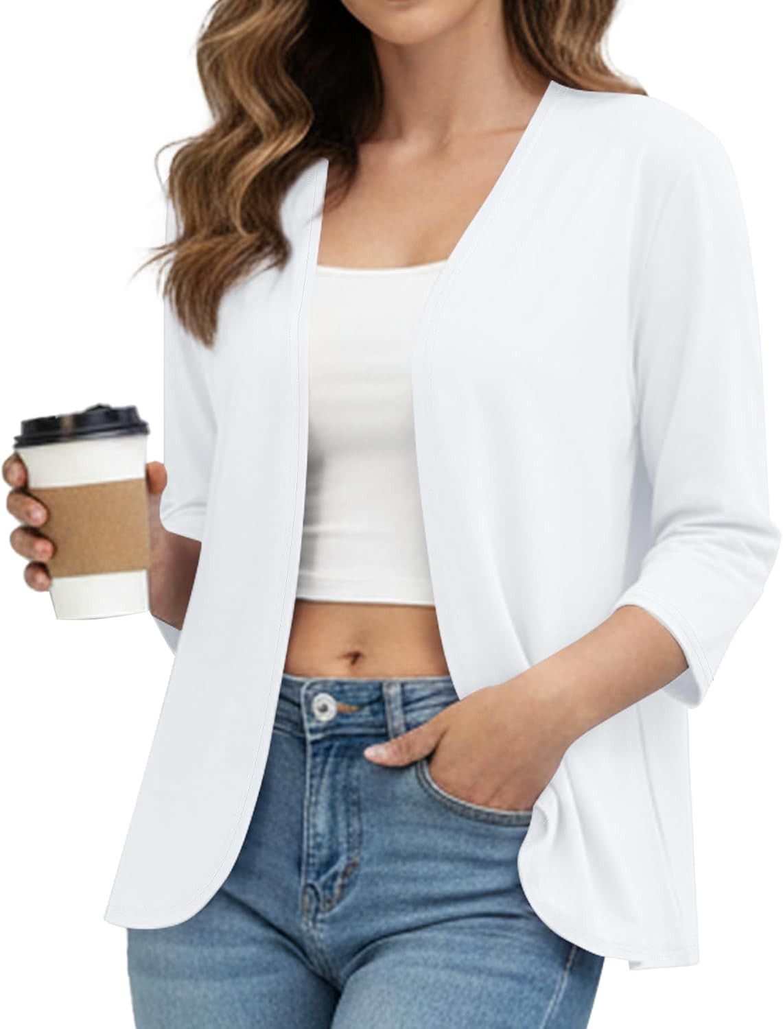 YSYOKOW Women's Soft Lightweight 3/4 Sleeve Open Front Cardigan 1-3 Pack | Amazon (US)